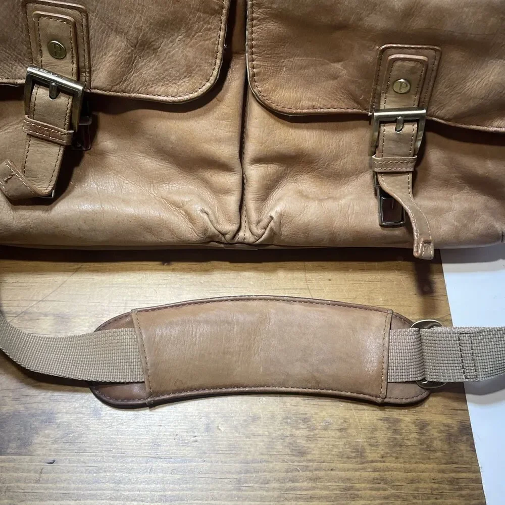 Leather Vintage Laptop Messenger Bag Men's Satchel Shoulder Brown Briefcase